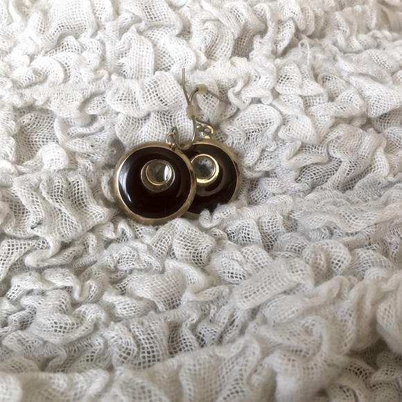 Brown Enamel Earrings - Picture 2 of 2